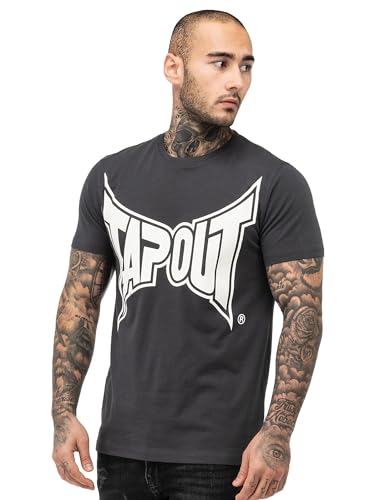 Tapout Logo tee Camiseta, Anthracite/Off-White, XXL Hombres