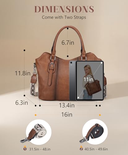 Image of VASCHY Hobo Purse for Women, Two-Strap Set, Easily Converts to Shoulder Bag, Crossbody Bag, or Tote Handbag, Travel Work Bag