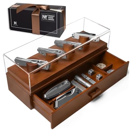 Pocket Knife Display Case EDC Case – Pocket Knife Storage Case and Knife Display Stand – Pocket Knife Case and Pocket Knife Organizer – Knife Cases For Collections - Gift For Men Husband Dad - Walnut