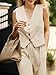Cicy Bell Women's 2 Piece Outfits V Neck Crop Vest Blazer and Wide Leg Suit Pants Sets Beige
