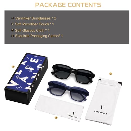 Image of VANLINKER Retro Vintage Polarized Trendy Small Square Sunglasses for Women Men 2025 Fashion Shades VL9858