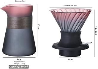 Pour Over Coffee Maker Set High Borosilicate Glass Dripper Coffee Sharing Pot Home Brewing Filter Compatible Drip Coffee Accessory with Comfortable Walnut Handle (100 V02 filter paper)
