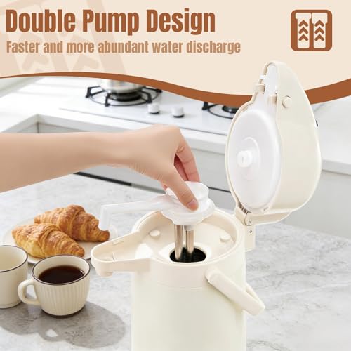 Image of Upgraded Airpot Coffee Carafe with Double Pump - 84oz /2.5L Coffee Carafe for Keeping Hot, Beverage Dispenser for Hot /Cold Beverage (1, White)