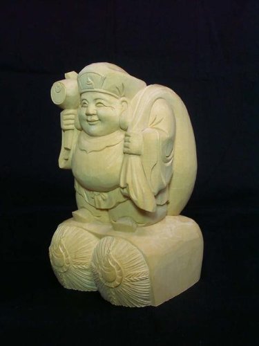 Amazon.co.jp: 天然 桧木彫り 二俵 大黒天像 ＜仏像・開運置物・幸運