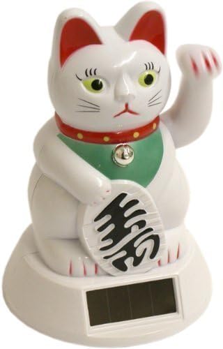 Solar Powered White Chinese Lucky Fortune Cat