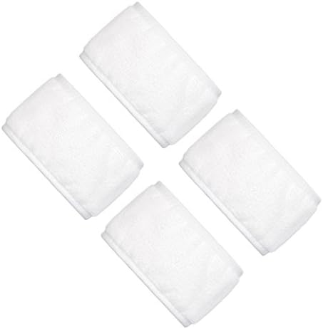 Yolito 4 Pack Spa Facial Headband Head Wrap Towel Cloth with Magic Tape for Bath, Makeup,Yoga and Sport (White)