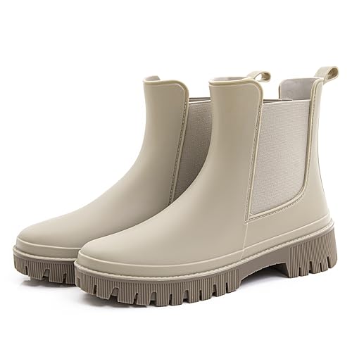 Fubotao Women’s Short Rain Boots Waterproof Chelsea Rain Boots For Ladies