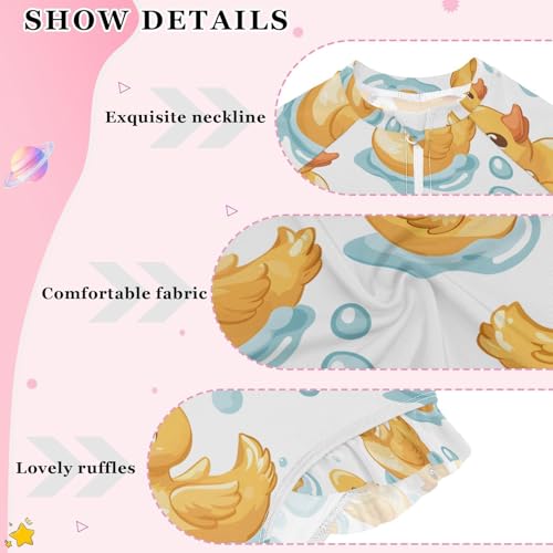 ALAZA Duck Bubble Water Girls One Piece Swimsuit Long Sleeve Rash Guard Swimsuits UV 50+ Swimwear Zipper4