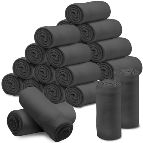 24 Pcs Fleece Blankets Bulk 60 x 50 in, Soft Lightweight Throw Blankets in Bulk Large Cozy Wool Blankets for Wedding Bed Couch Use Gifts & Home, Homeless Men Women (Black)