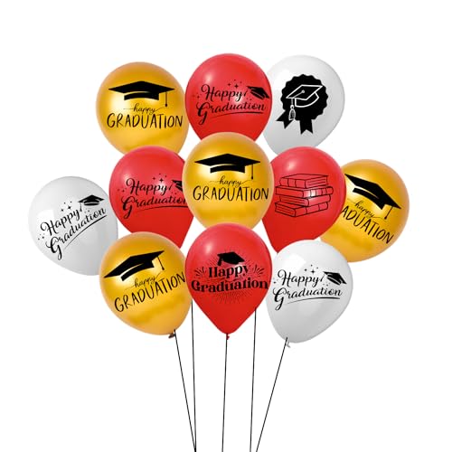Image of HK balloons Rubber 30PCS Gold White Black Printed Birthday Decoration Item inchHappy Birthday inch Printed Balloons for Kids Party Decoration (Happy Graduation Balloons Printed Ballons Pack Of-30)