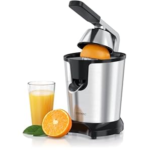 Arendo - Edelstahl Saftpresse elektrisch 1000 Watt - Zitruspresse Orangenpresse Entsafter - Hochleistungsmotor - sehr hohe Ergiebigkeit - Edelstahlkegel - BPA frei - Spülmaschinen-geeignet