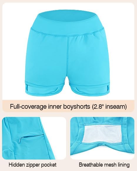 Ocean Blues Women's High Waisted Swim Skirt Tummy Control Skirted Swimsuit Bottom with Mesh Liner - Image 5