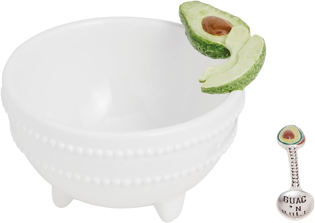 Mud Pie Green Ceramic Guacamole Dip Bowl Set