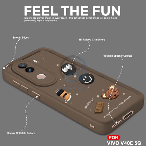 Image of AESTMO Back Case Cover for Vivo V40E 5G / iQOO Z9S 5G | Cute Fun Cartoon 3D Ball | Coffee Silicone Case | Full Body Protection | Camera Protection Back Cover for Vivo V40E 5G / iQOO Z9S 5G (Brown)