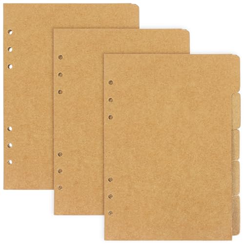 15 Blätt 3 Kraftpapier Ordner Trennblätter 6 Löcher A5 Register Trennblätter A5 Ringbuch Trennblätter Ordner Trennblätter für ordner Loseblatt Notizbuch Personal Organizer Ringbucheinlagen