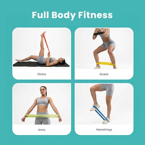 Image of Roughhouse Heavy Mini Loop Resistance Bands Set - High-Resistance Exercise Bands for Glutes, Hips, Legs & Core, Strength Training & Muscle Activation Bands for Home & Gym
