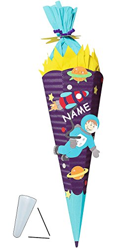 Preisvergleich Produktbild alles-meine.de GmbH BASTELSET Schultüte - Weltraum - 85 cm - incl. Namen - mit / ohne Kunststoff Spitze - Zuckertüte zum selber Basteln - 6 eckig Jungen Rakete Planeten Erde ..
