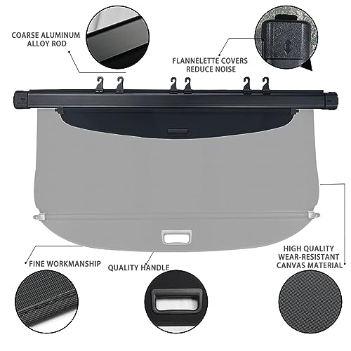 Cargo Cover Compatible with Honda CRV 2007 2008 2009 2010 2011 Accessories Retractable Rear Trunk Cover Trunk Security Cover Shielding Honda CRV Cargo Cover(Black/Canvas