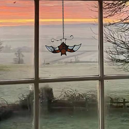 Boxcasa Bat Stained Glass Window Hangings, Bat Suncatcher Halloween Decoration,Bat Decor Hanging For Home, Office, Kitchen,Living Room #TOP4