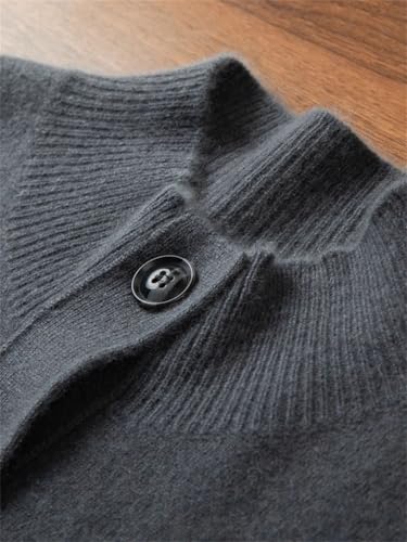 Men's Cashmere Sweater Mock Neck Thick Cardigan Buttons Classical Casual Clothing Top Knitted3