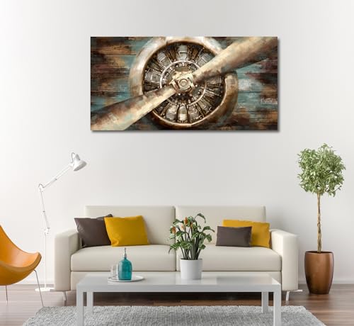 Tigeridge 101-5549 Aircraft Propeller Canvas Wall Art Vintage Airplane Pictures Retro Fighter Painting Prints Aviation Military Artwork Large Wall Decorations thumb #1