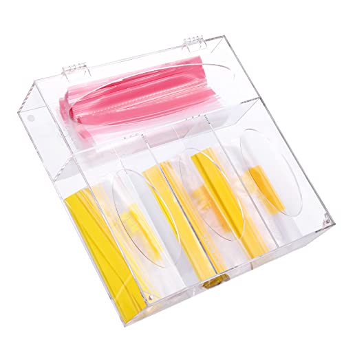 Vivflavor Boîte de Rangement pour Sacs de Fraîcheur, Organisateur de Sacs Alimentaires en Acrylique pour Tiroir de Cuisine, Distributeur de Sac Frais de Taille Petite & Moyenne & Grande, Transparent Cover