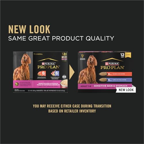 Purina Pro Plan Sensitive Skin and Stomach Wet Dog Food,Salmon and Rice-and Lamb-and Oat Meal Variety Pack - 13 oz. Cans,(Pack of 24) - image 2