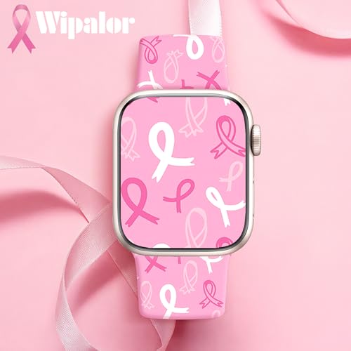 Image of WIPALOR Breast Cancer Watch Band for Apple Watch Bands for Women (42mm Series 3 /2 / 1)44mm 45mm 46mm 49mm, Breast Cancer Awareness Pink Ribbon Bands for Apple Watch Series 11 10 SE 9 8 7 6 5 4 3 Ultra