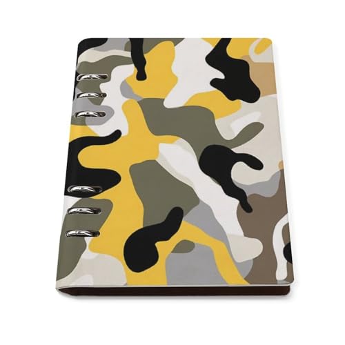 Journal en cuir rechargeable A5 jaune et gris, le carnet de notes plat pour vos rendez-vous d'affaires