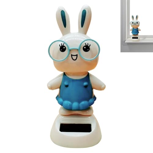 Easter Solar Powered Dancing Toys, Easter Rabbit Car Shaking Head Bobblehead Dancer Doll, Solar Powered Dancing Bunny, Cute Bunny Swing Figurines Bobblehead for Car Home Desk Decor, Christmas Toys