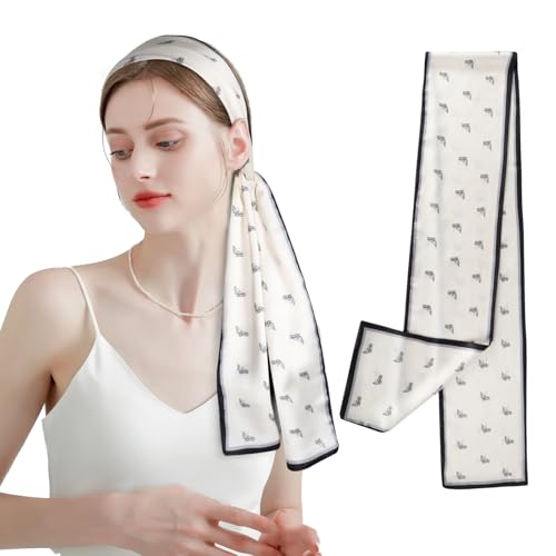 EXTREE Satin Scarf Mulberry Silk Printed Head Wrap Hair Band 7"" x 59"" A083
