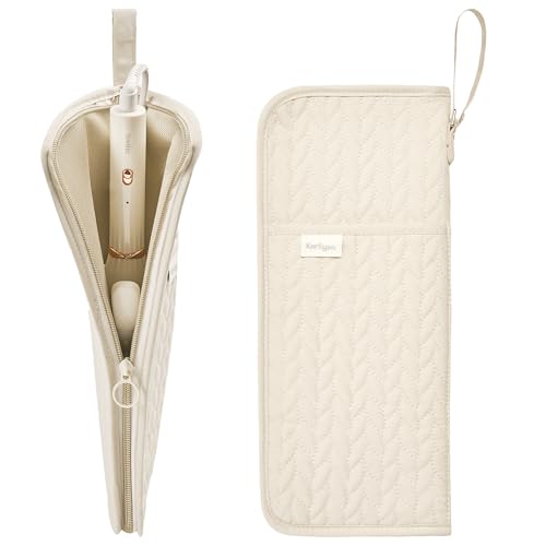 KarSyon Hot Tools Organizer Heat Resistant Mat Case Hair Tools Holder Travel Bag Portable Hair Styling Tools Cover Pouch for Curling Iron,Flat Iron,Hair Straightener (Beige)