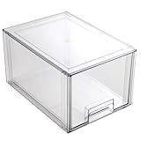 BINO | Stackable Storage Drawers, Tall Small - Clear | THE CRATE COLLECTION | Storage Bins With Drawers Bathroom Organizers and Storage Organization and Storage Under Sink Organizer Vanity Cabinet