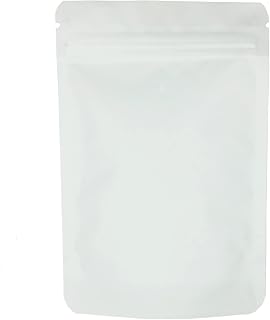 50 Stück Wiederverwendbare Reißverschluss Standbodenbeutel Geruchssicher Taschen Selbst Dichtende Folien Mylar Beutel zur Aufbewahrung von Keksen Trockenfutter Snacks Kaffeebohnen Tee Weiß (10x15cm)