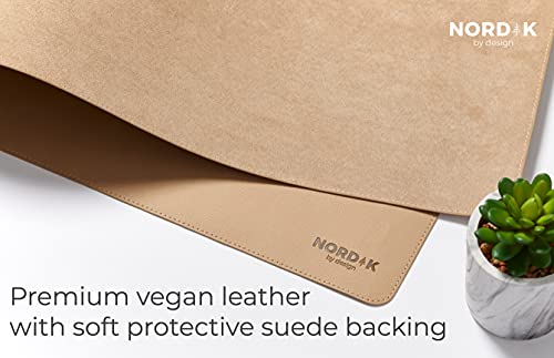 Image of Nordik Leather Desk Mat -Champagne Beige- Large Leather Desk Pad 35x17 in