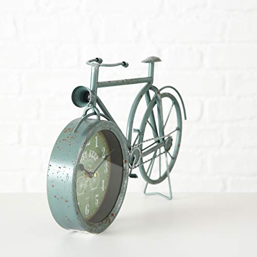 Whw Whole House Worlds Rustic Fat Tire Bicycle Clock, Quartz Movement, Analog Time Piece, Metal, 15.25 L X 2.0 W X 9.5 H Inches, 1.25 Lbs, For Tables, Desks And Mantels, Distressed Minty Blue Green #TOP1