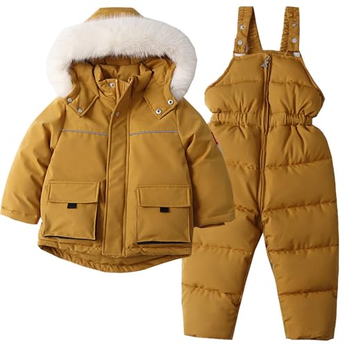 Legou Children's ski suit kids winter warm two-piece set Yellow 110CM