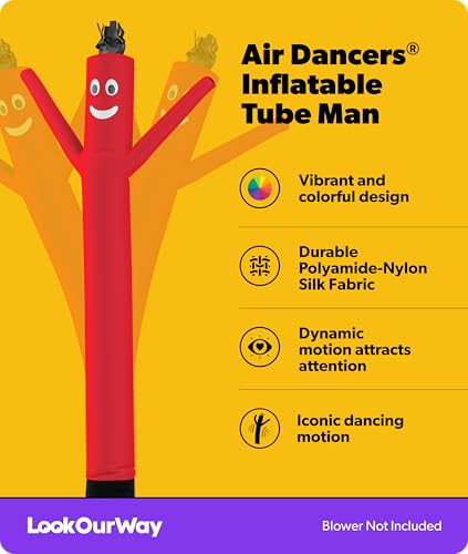 Image of LookOurWay Air Dancers Inflatable Tube Man Attachment - 10 Feet Tall Wacky Waving Inflatable Dancing Tube Guy for Business Promotion - Blower Not Included - Red