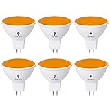 6 Pack BlueX LED MR16 Orange Light Bulb - 4W (40Watt Equivalent) - GU5.3 Bi-Pin Base 12V Orange LED...