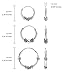 Hoops & Loops 925 Sterling Silver 10mm,12mm, 14mm Balinese Beaded Rope Lightweight Endless Hoop Earrings for Women Men, 3 Pairs Silver