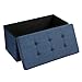 SONGMICS MAZIE Collection - 30 Inches Folding Storage Ottoman Bench, Ottoman Foot Rest, End of Bed Bench, Storage Chest, Load 660 lb, for Living Room, Bedroom, Entryway, Midnight Blue ULSF47IN