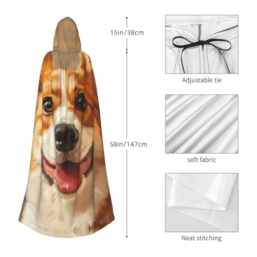 Cape à capuche corgi pour cosplay et carnaval