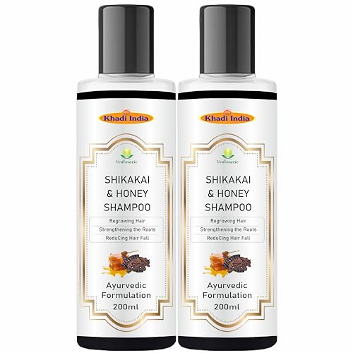 Image of Khadi Vedimatic Shikakai & Honey Shampoo for Strong Hair| Controles Hair Fall | Repaires Damaged Hair | SLS & Paraben Free | Suitable for All Hair Types|100% Pure & Natural (Pack Of 2, Shikakai Honey)