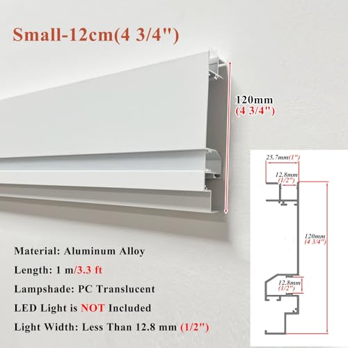 Moldura de techo de aluminio de 12 cm de altura, compatible con tiras LED de 8 mm y 10 mm 7