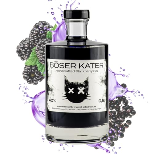 BÖSER KATER Blackberry Gin | Das Original | Handgemacht mit fruchtigem Brombeer Geschmack | Schwarz Violetter Cocktail | Die perfekte Geschenkidee 0 5 l 40% Vol