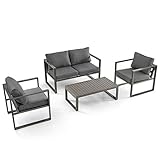Crestlive Products Outdoor Aluminum Sofa Set, 4PCS Patio Conversation Sectional Sofa Furniture with...