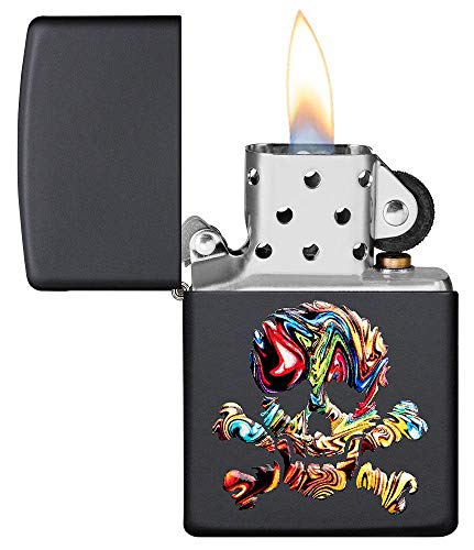Encendedor Zippo con diseño de calavera multicolor texturizado miniatura 3