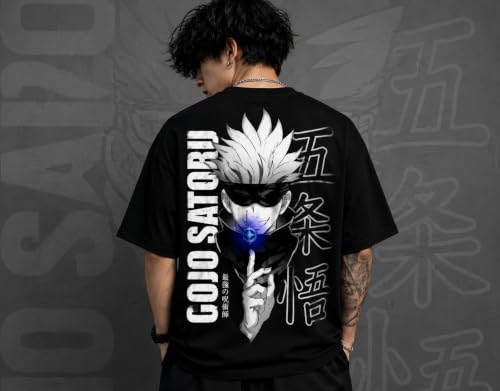 KLYRO FASHION Gojo Satoru Anime T-Shirt Black - Image 4