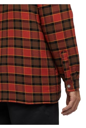 Dickies Fleece Hooded Flannel Shirt Jack Relaxed Red Ochre - Image 3