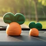 BAHME 4 Piezas Decoración Coche Interior de Zanahorias, Adornos de Resina para Salpicadero, Accesorios Coche Interior Estilo Kawaii, Mini Figuras con Adhesivo Sin Rastro, Regalo Divertido
